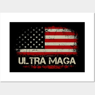 Ultra Maga Conservative Us Flag Anti liberal Posters and Art